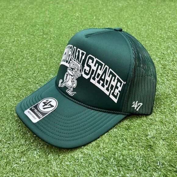 '47 Brand Trucker Michigan State Spartans Mesh Snapback Hat Green/White NWT - Picture 3 of 5